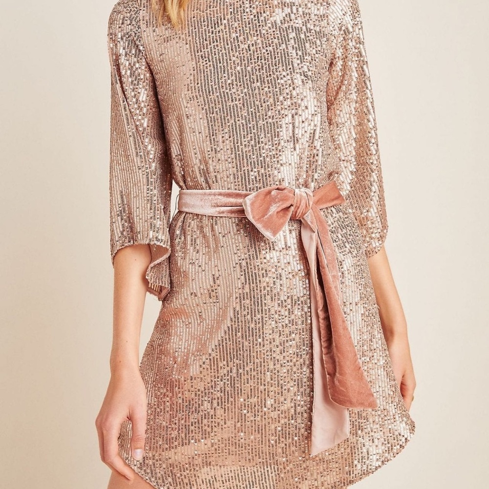 ANTHROPOLOGIE Starling Sequined Tunic Dress
